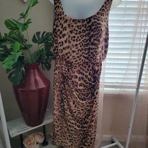 INC animal print lined asymmetrical hem lined dress